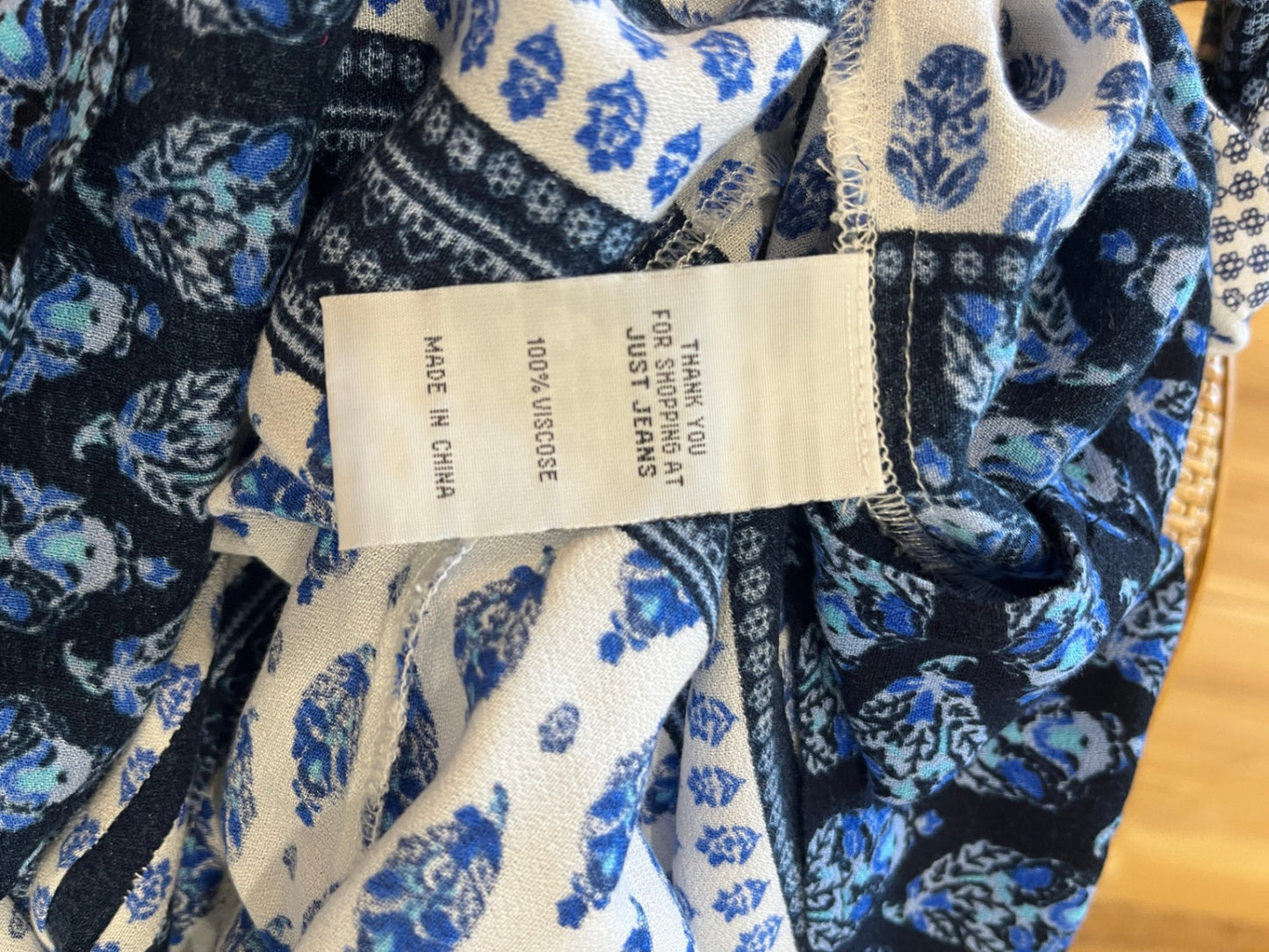 Just Jeans Blue Boho Blouse Size 12