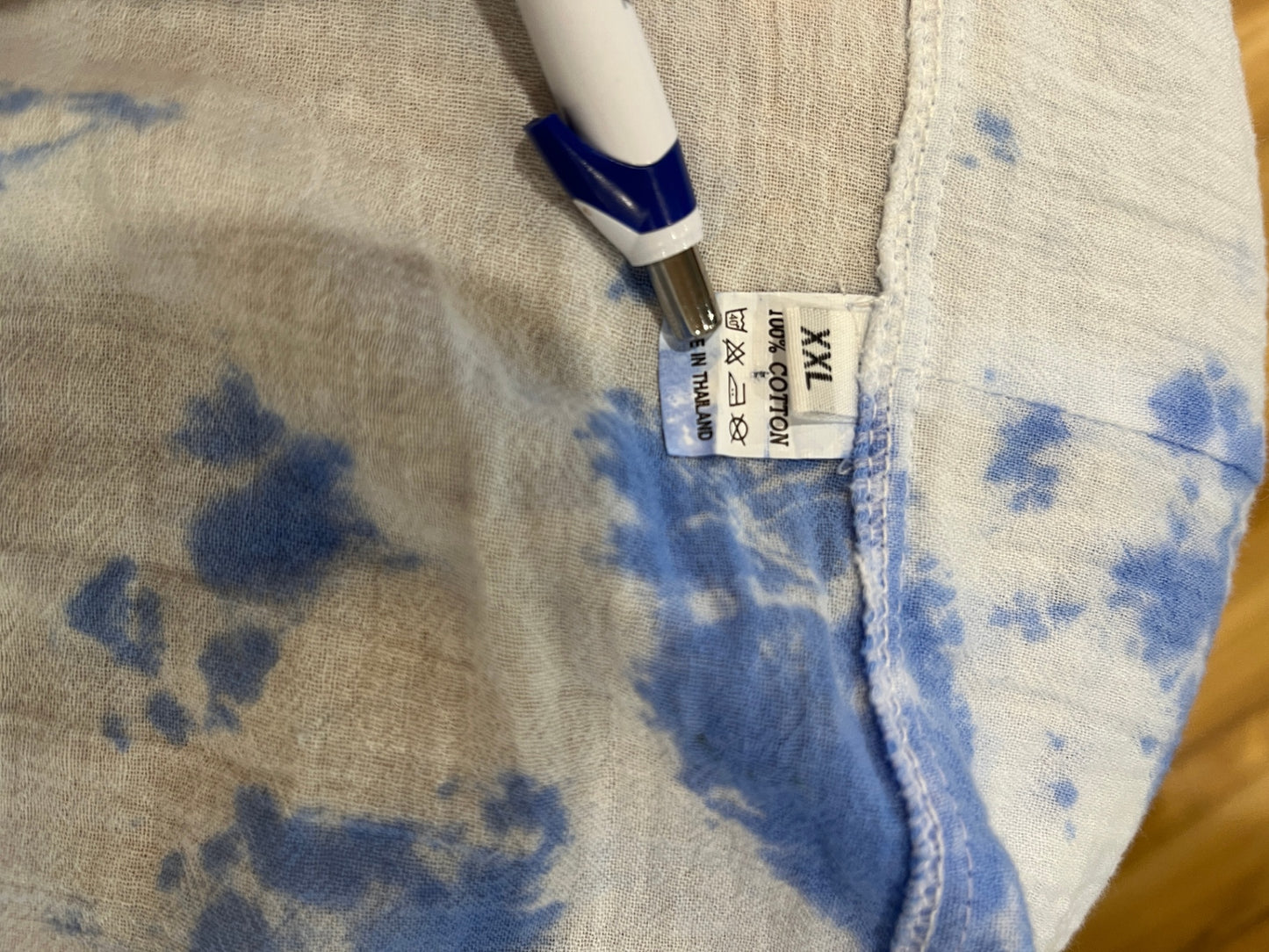Hooded Top Long-sleeve White and Blue XXL