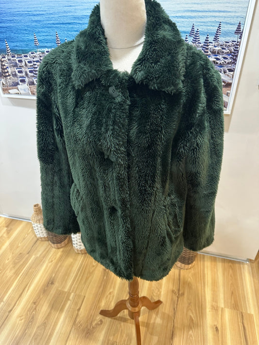 Glassons Fur Coat Green Medium