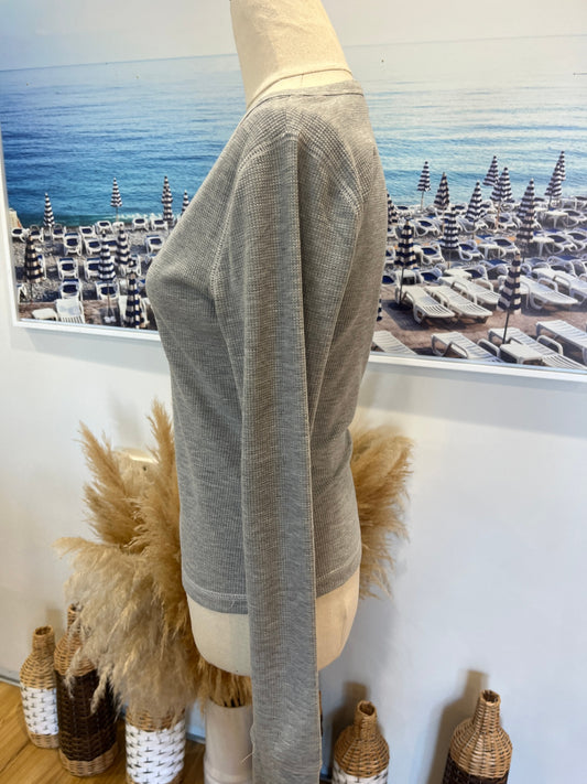 Henley-style Grey Top XS