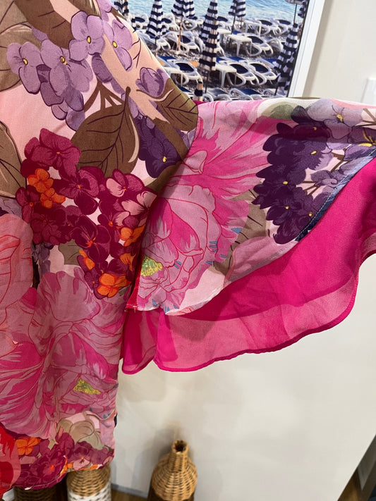 AUGUSTINE Top Layered Sleeves Pink Floral Medium