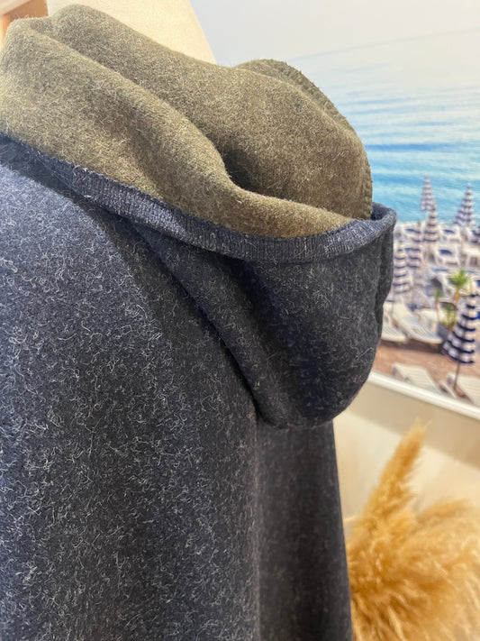 Hooded Coat Navy Blue