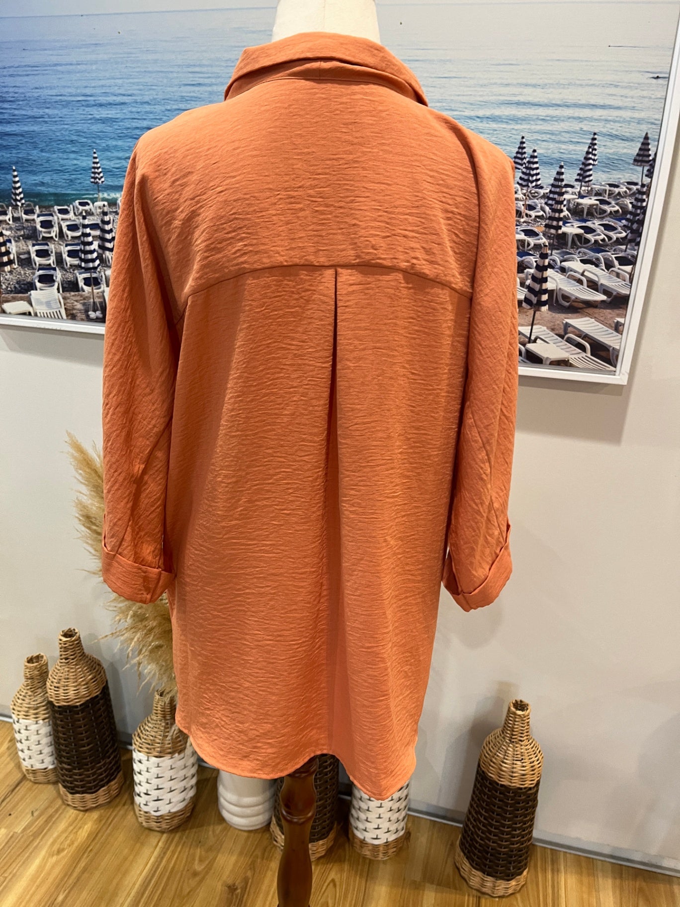 Elegant Orange Button-Up Shirt – Soft & Stylish