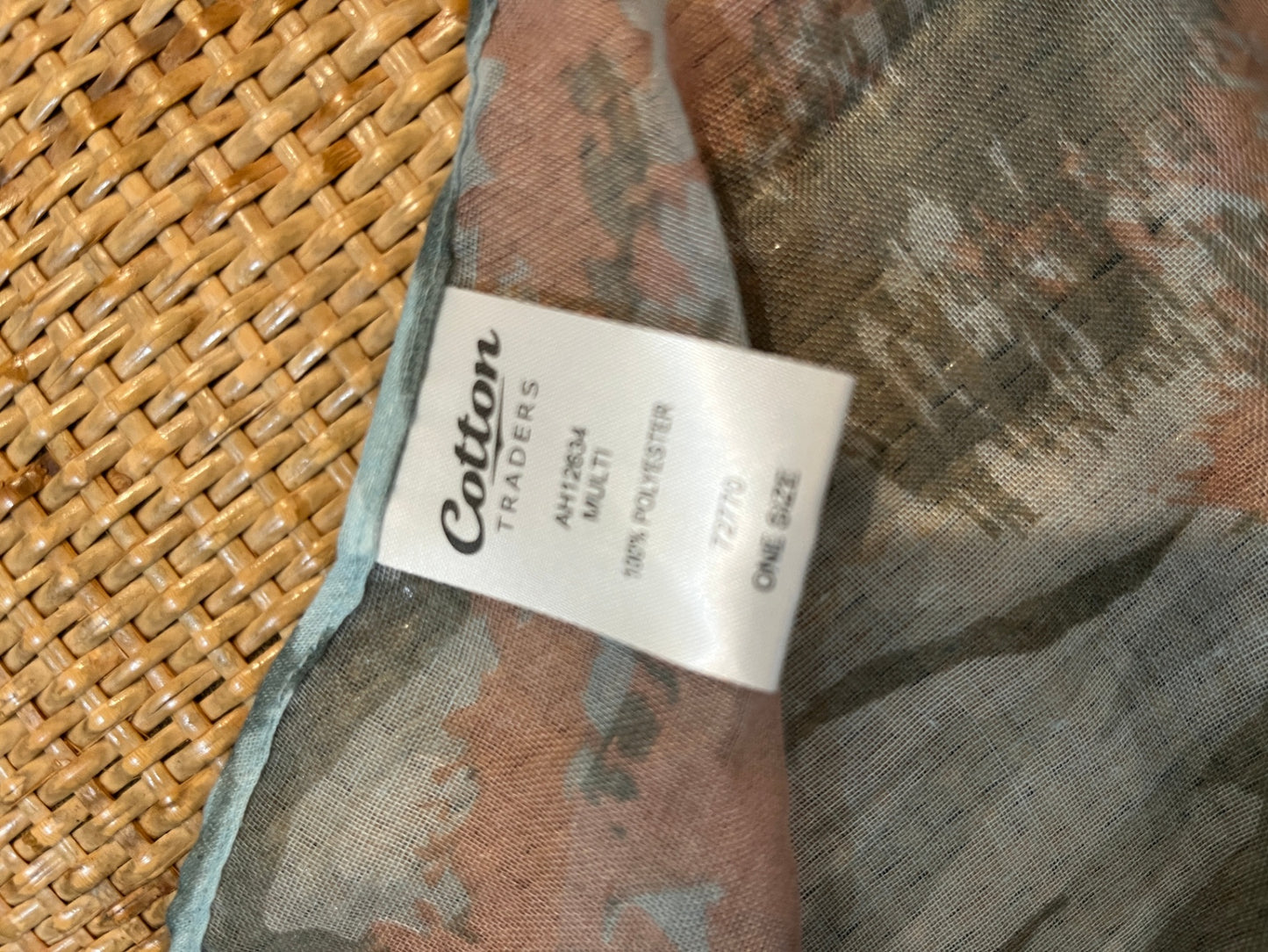 Cotton Traders Scarf Teal/Pink Muted Tones