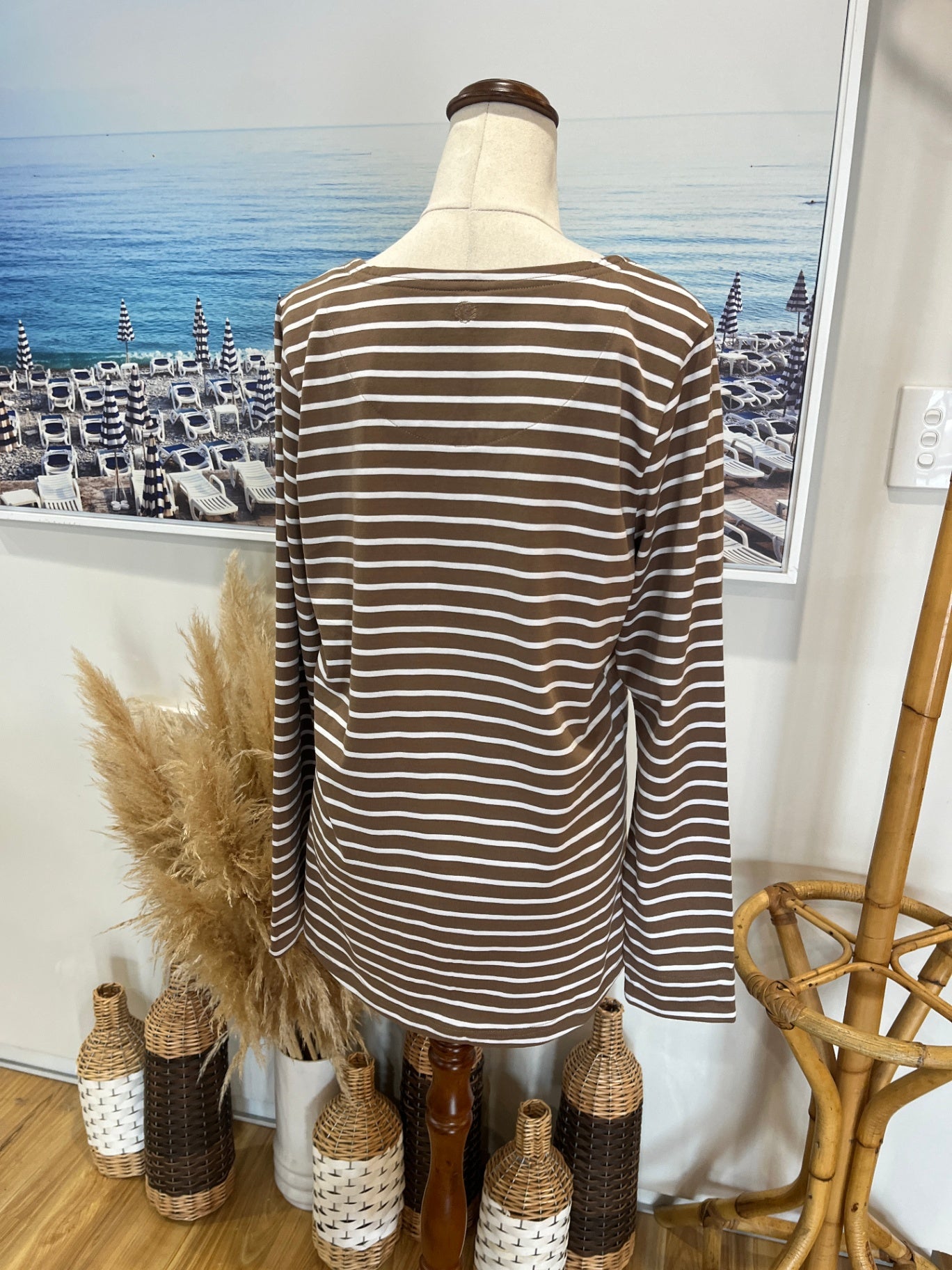Charlie Jane Top Brown/Cream Stripes Medium