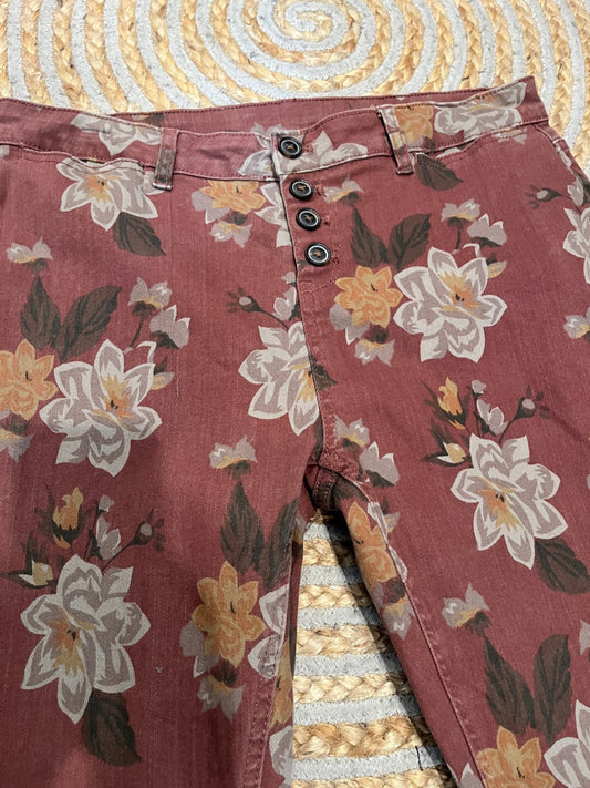 Capture Brown Floral Pants Size 14