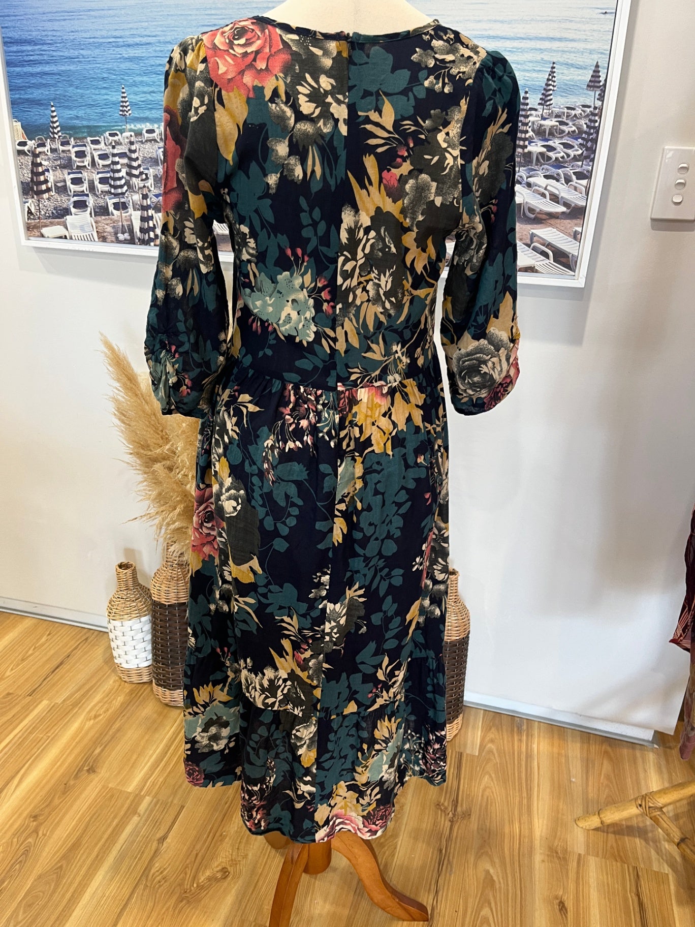 Navy Blue Floral Dress Size Small