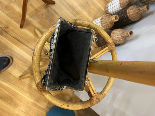 Vintage Black and Silver Clutch Purse