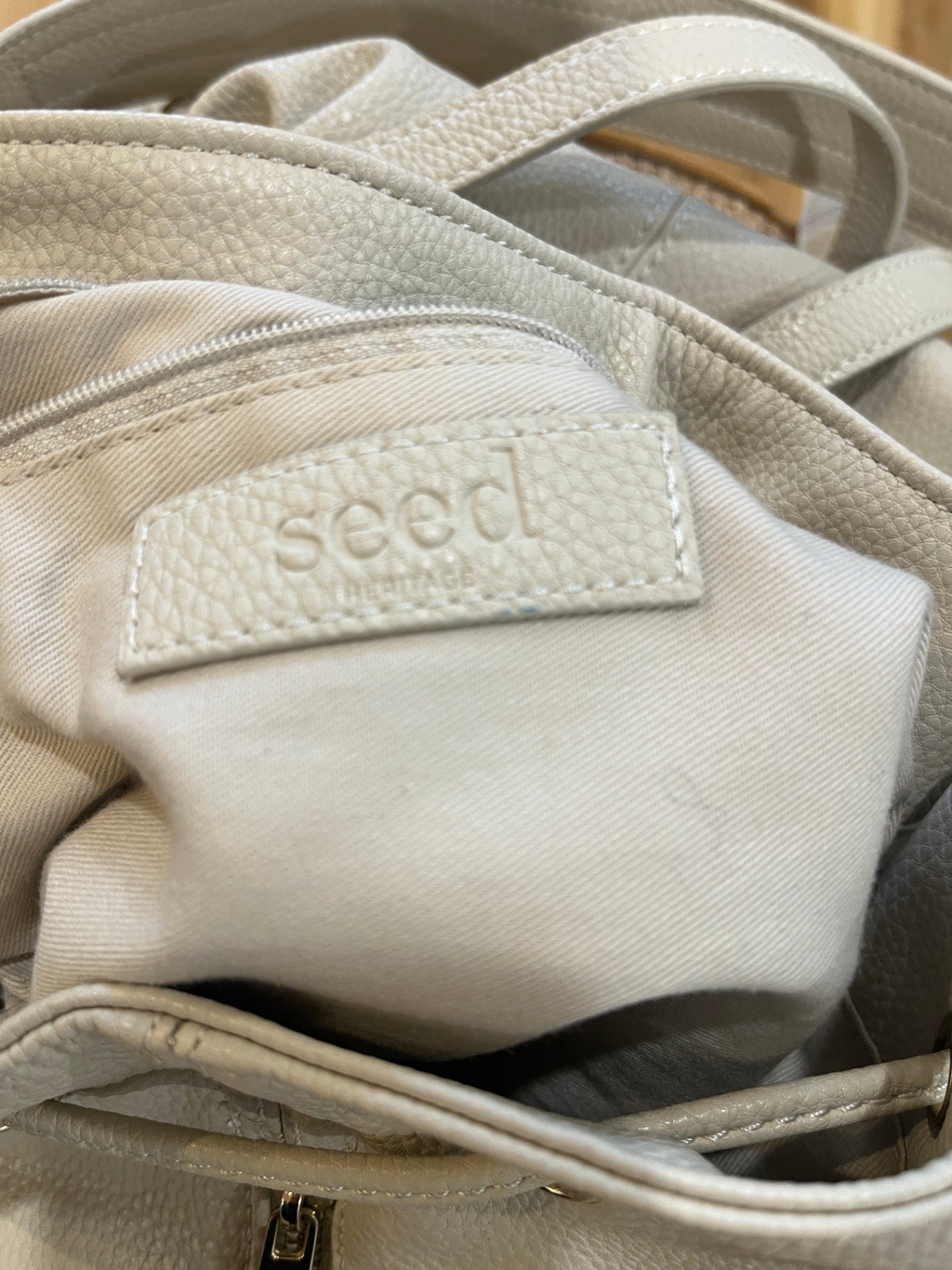 Seed Faux Leather Cream Shoulder Bag