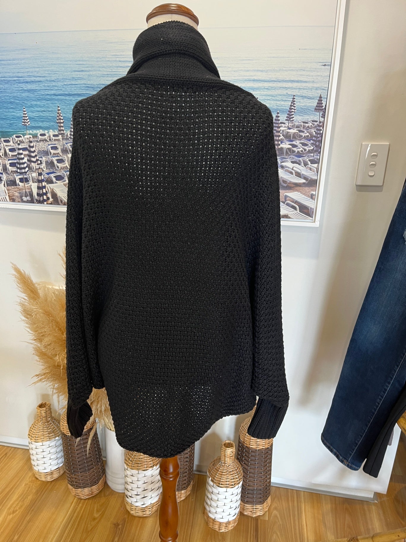 Stella + Gemma Cardigan Black Batwing One Size