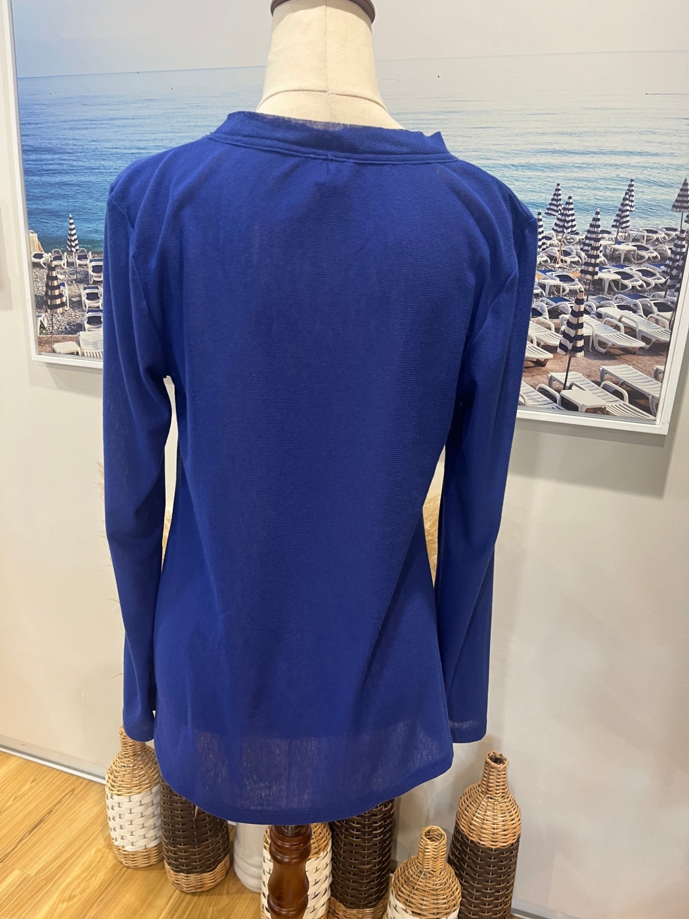 Bright Blue Top with Black Feature Design – Women's XS | Bold & Stylish
