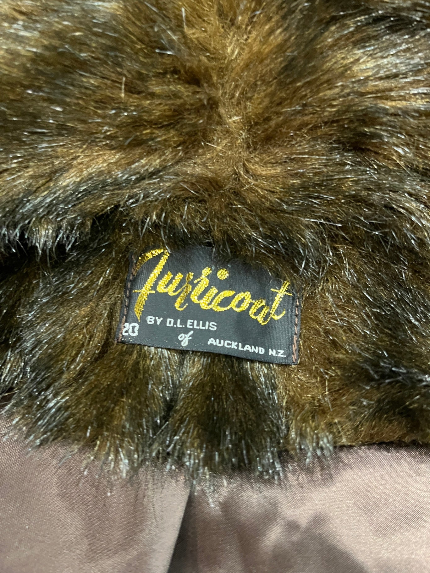 NZ Made Brown Longline Faux Fur Coat – Size 20 | Cozy & Elegant