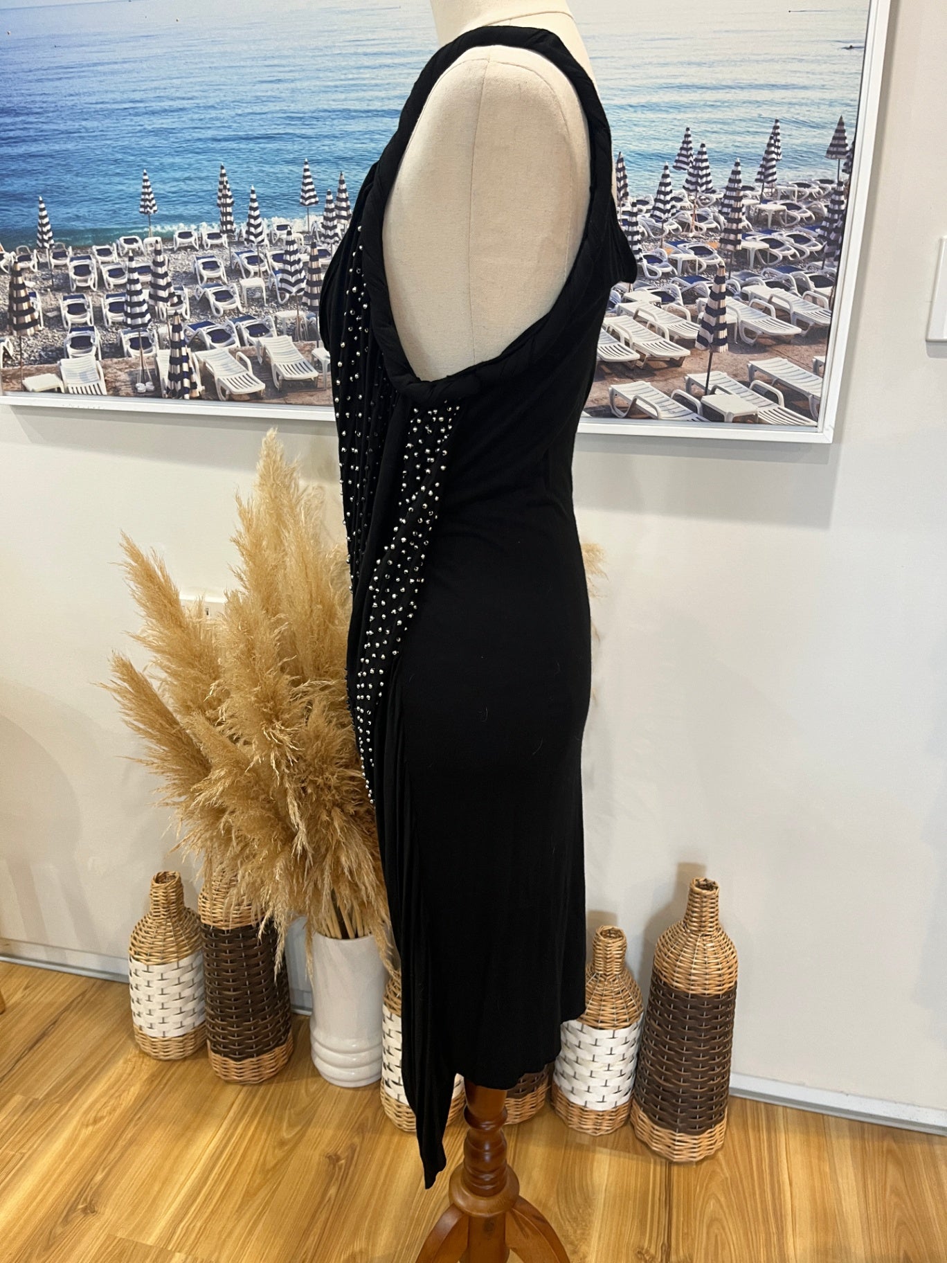 Religion Black Beaded Singlet Dress | Size Large