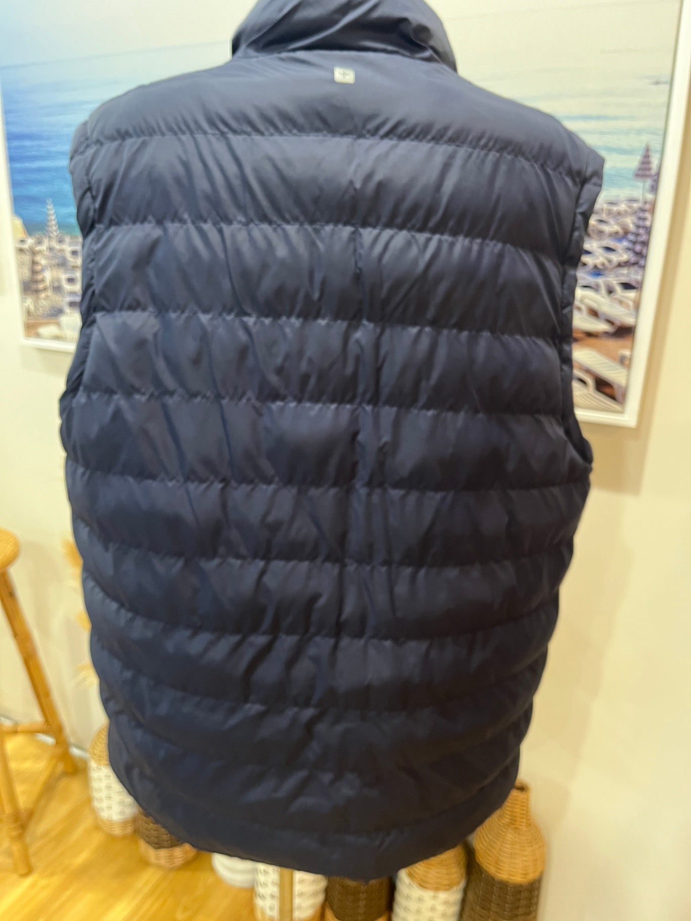 Mountain Warehouse Men's Navy Vest | Zip-Up | Orange Lining | Size Large