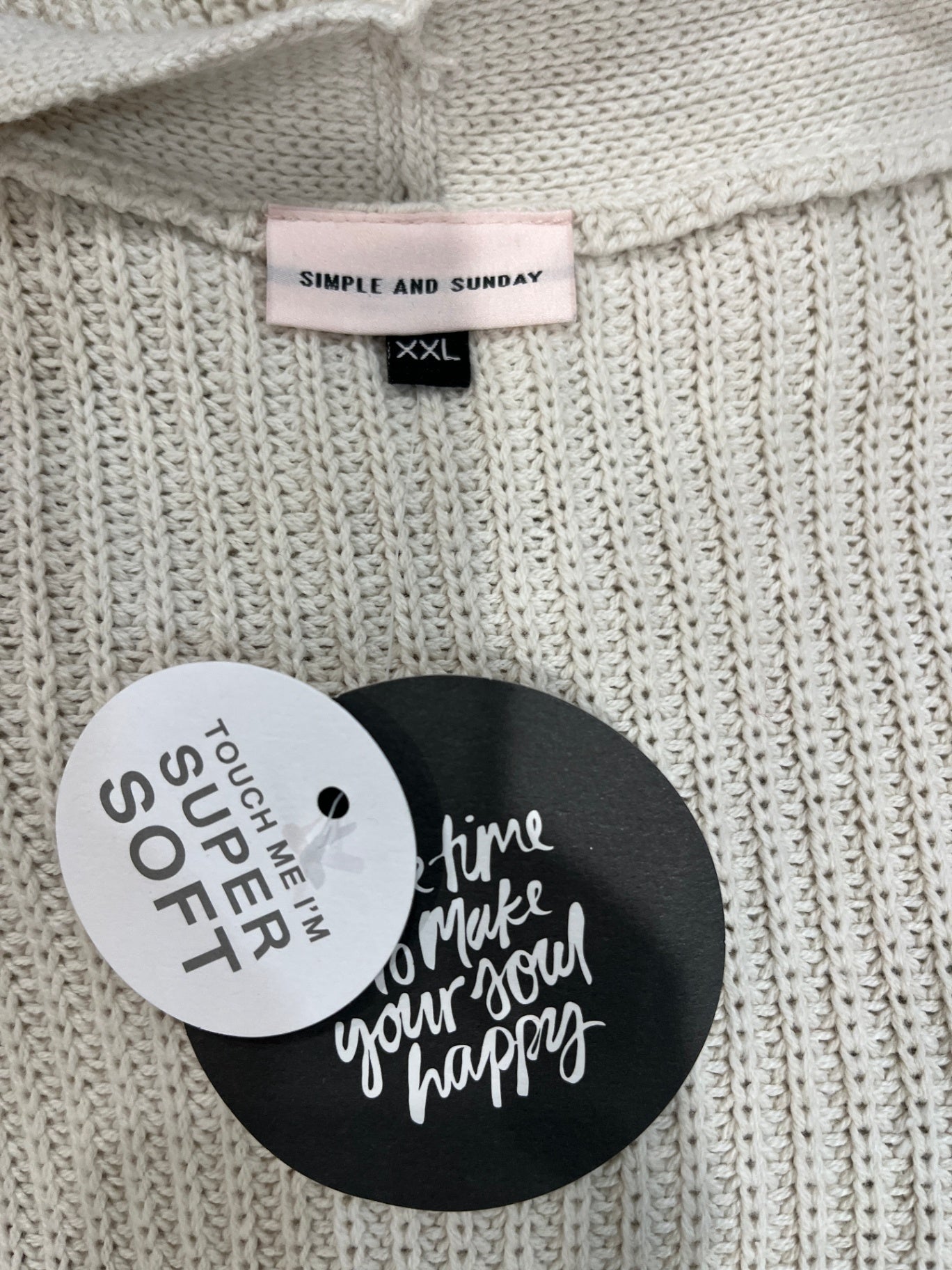 Simple & Sunday Cream Cardigan | Size XXL | Soft Everyday Knit
