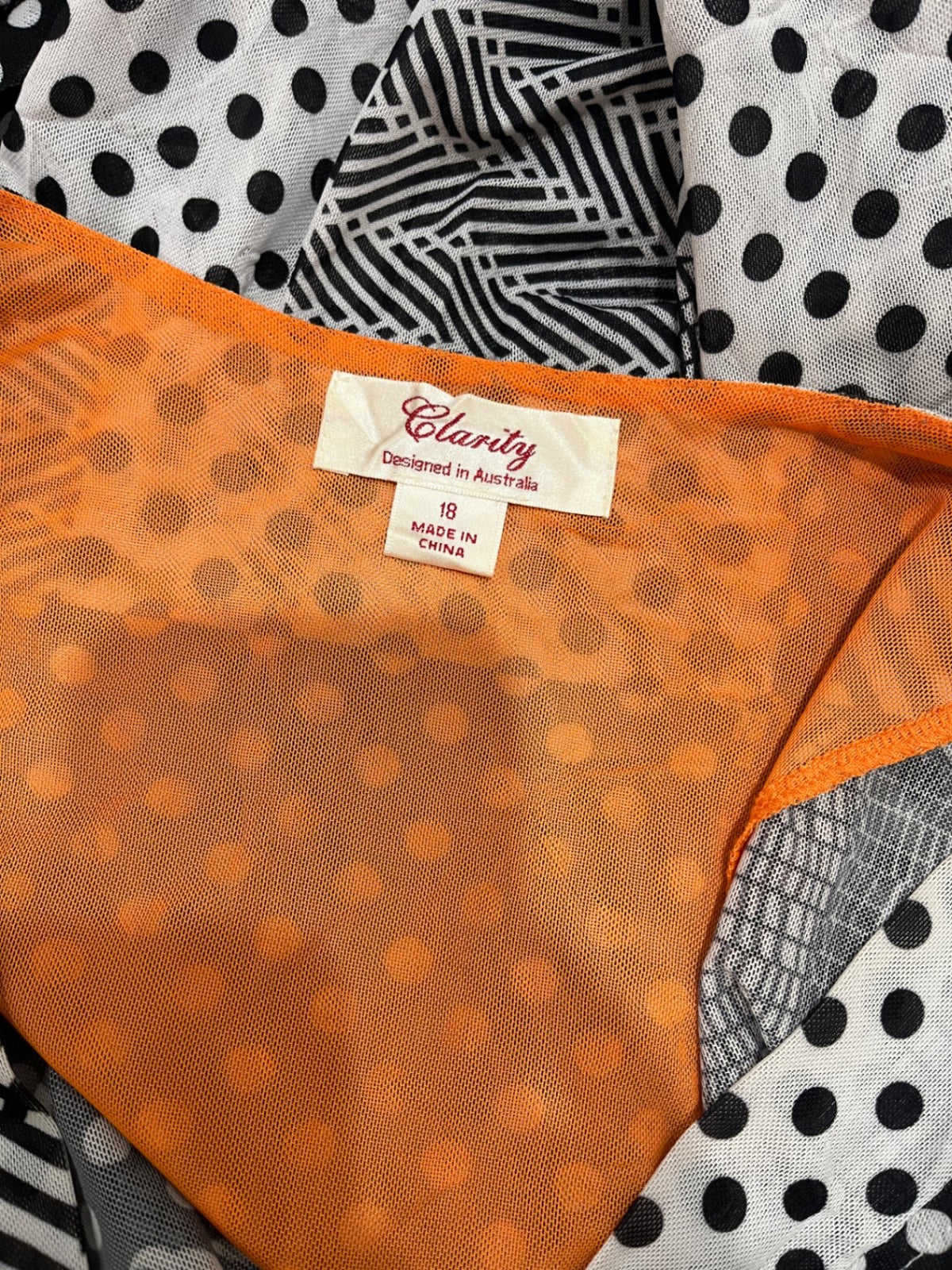 Clarity Black & White with Orange Cardigan – Size 18