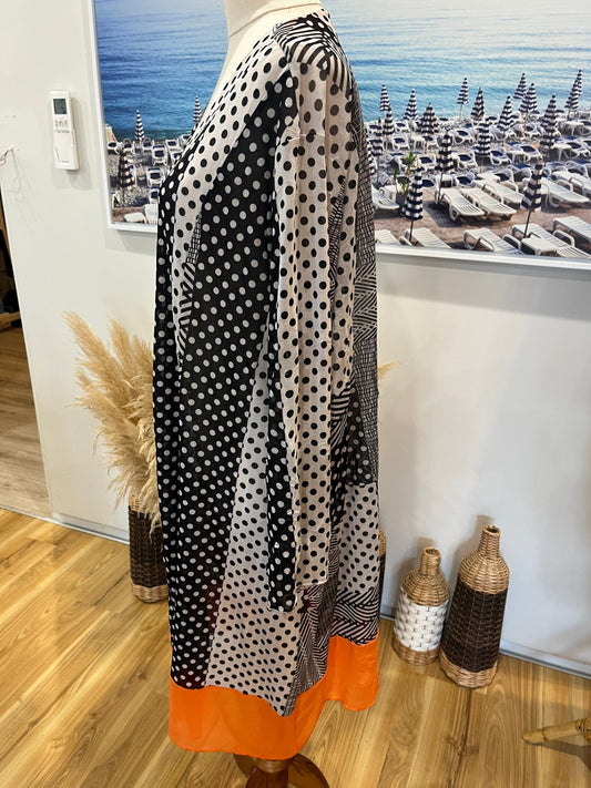 Clarity Black & White with Orange Cardigan – Size 18