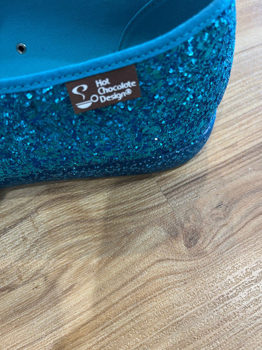 Hot Chocolate Design Blue Glitter Shoes Size 41