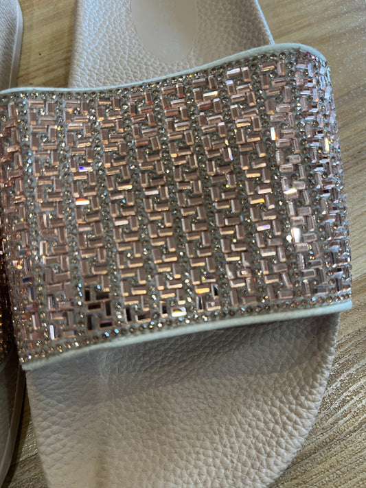 Alfie & Evie Blush Bling Slides — Size 38