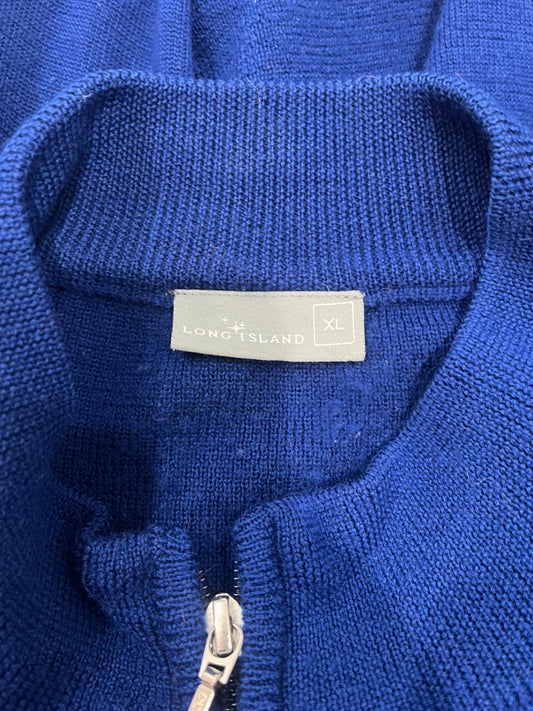 Long Island Vest — Blue Zip-Up with Pockets, XL