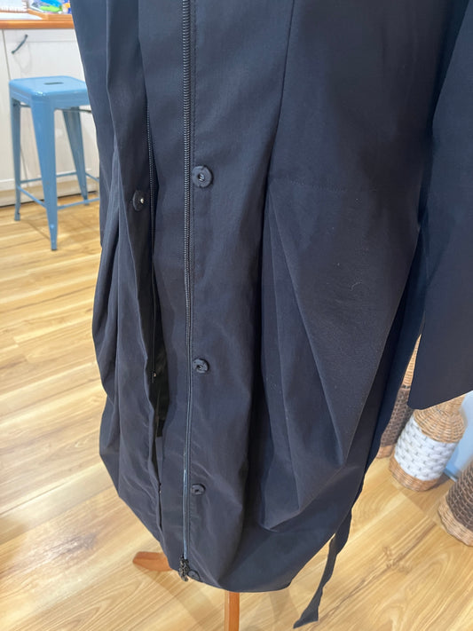 Samuel Dong Black Tulip-Shape Longline Jacket/Coat | Size Medium