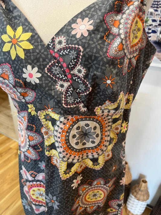 Vintage Heaven Knee-Length Dress — Size 12 Grey with Floral Print