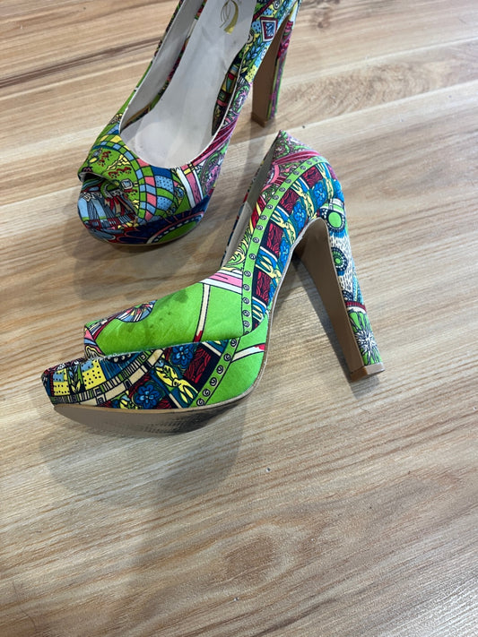 Multicolored Style Platform Peep Toe Shoes — Size 39 | Mandala Designs