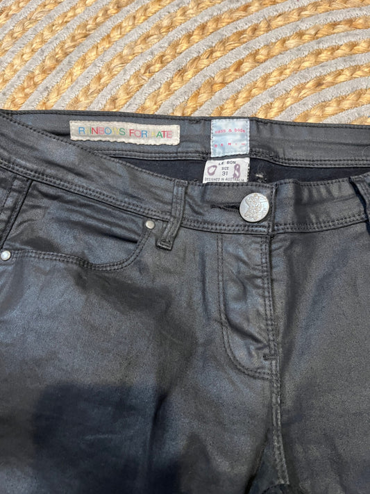 Sass & Bide Shiny Black Denim Jeans — Size 12 | Statement Style