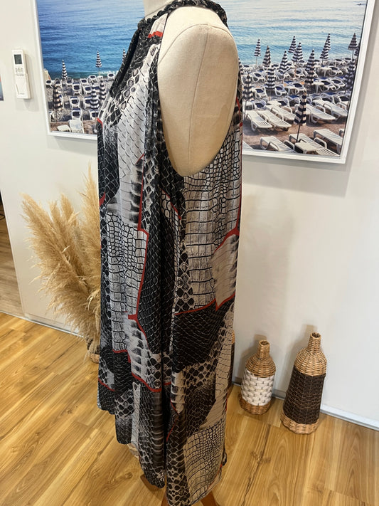 Storm Grey & Rust Maxi Dress – Size 12