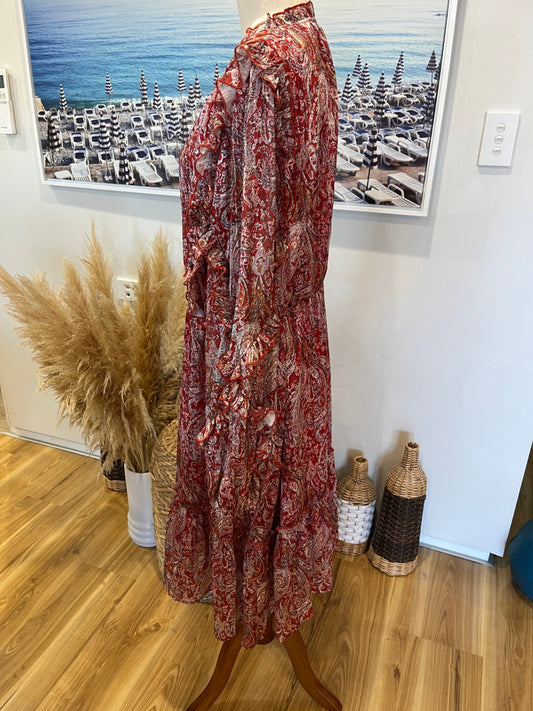ET Alia Red Paisley Floaty Lightweight Dress – Size XL