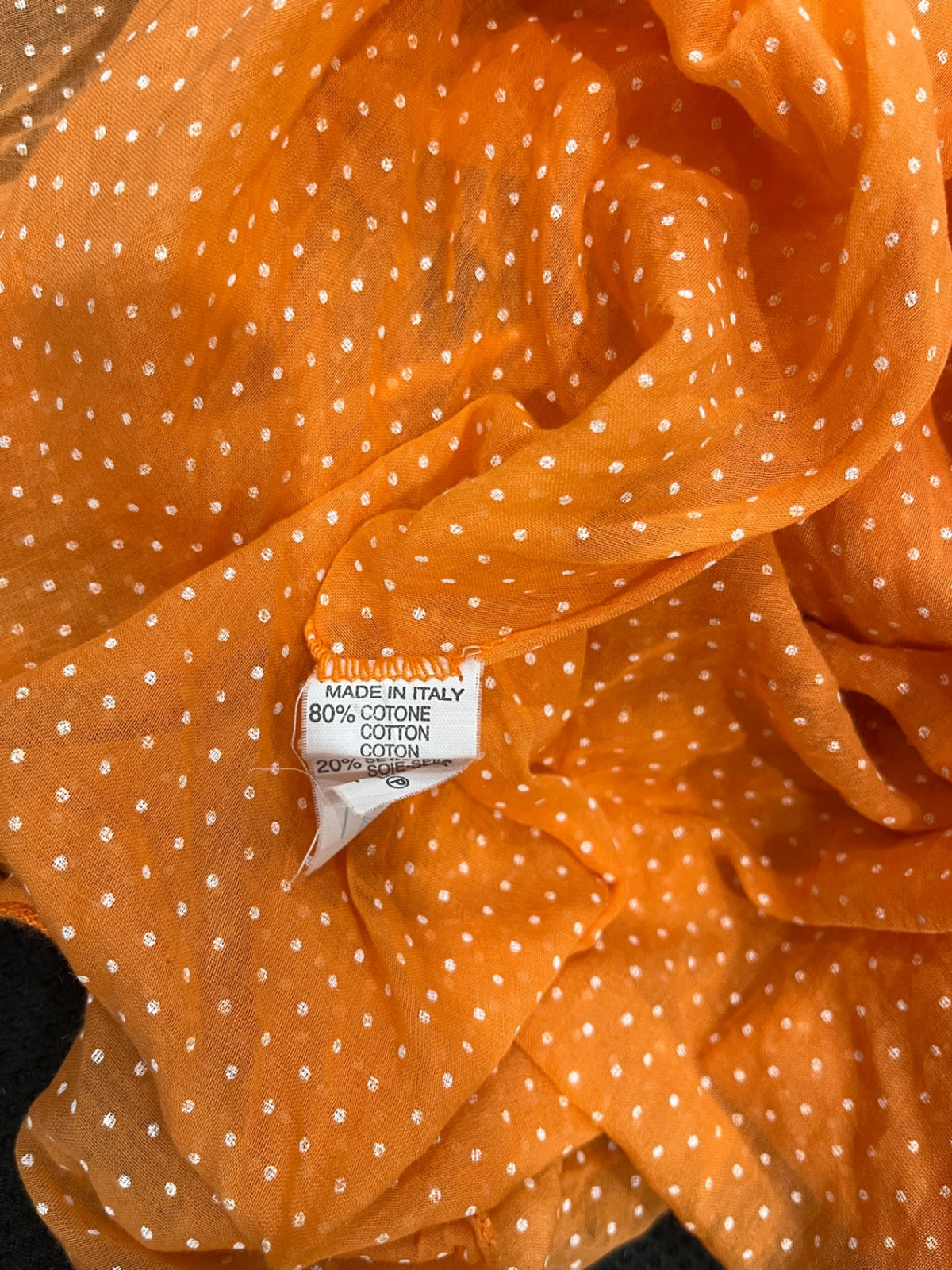 Made in Italy Orange & White Polka Dot Scarf – Retro Statement Style