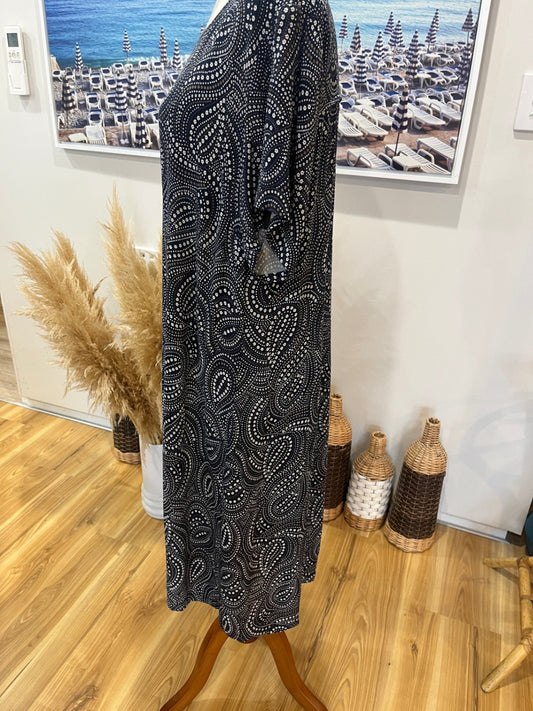 FOIL Blue Paisley Short Sleeve Slip Dress Size 14