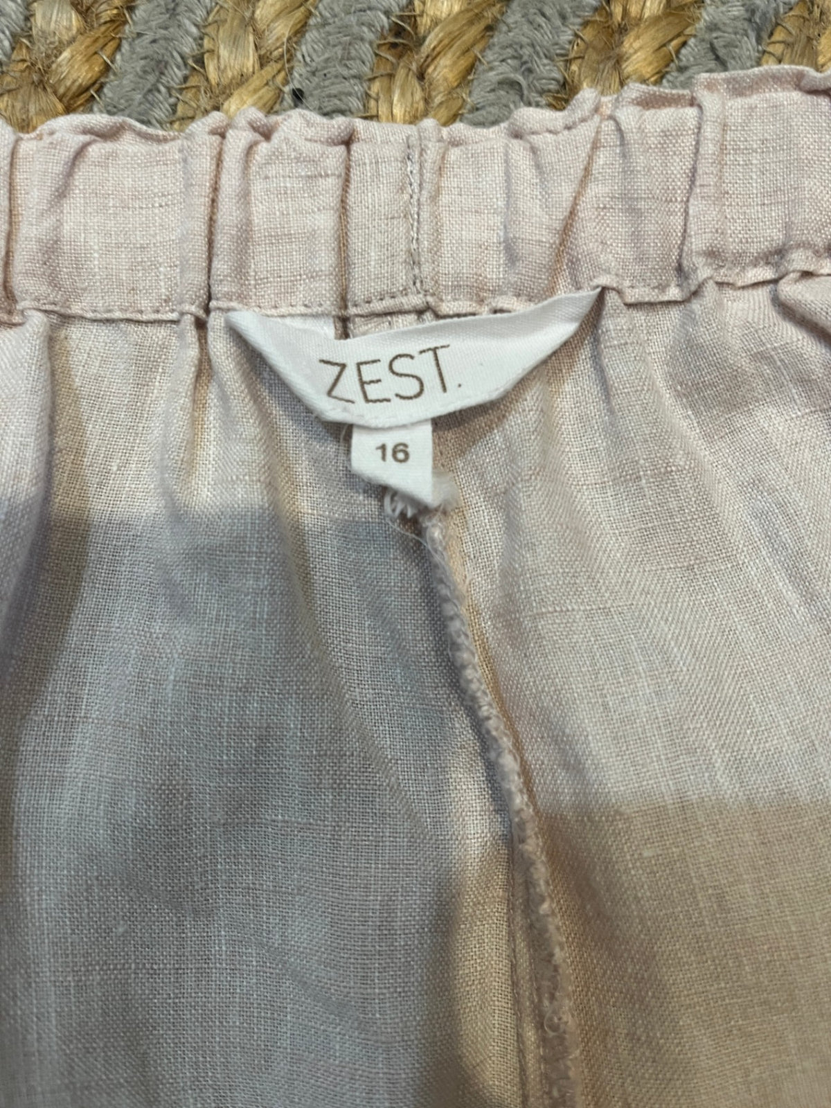 Zest Blush Pink Wide Leg Pants Size 16 – Tie Front | Elastic Back Waist