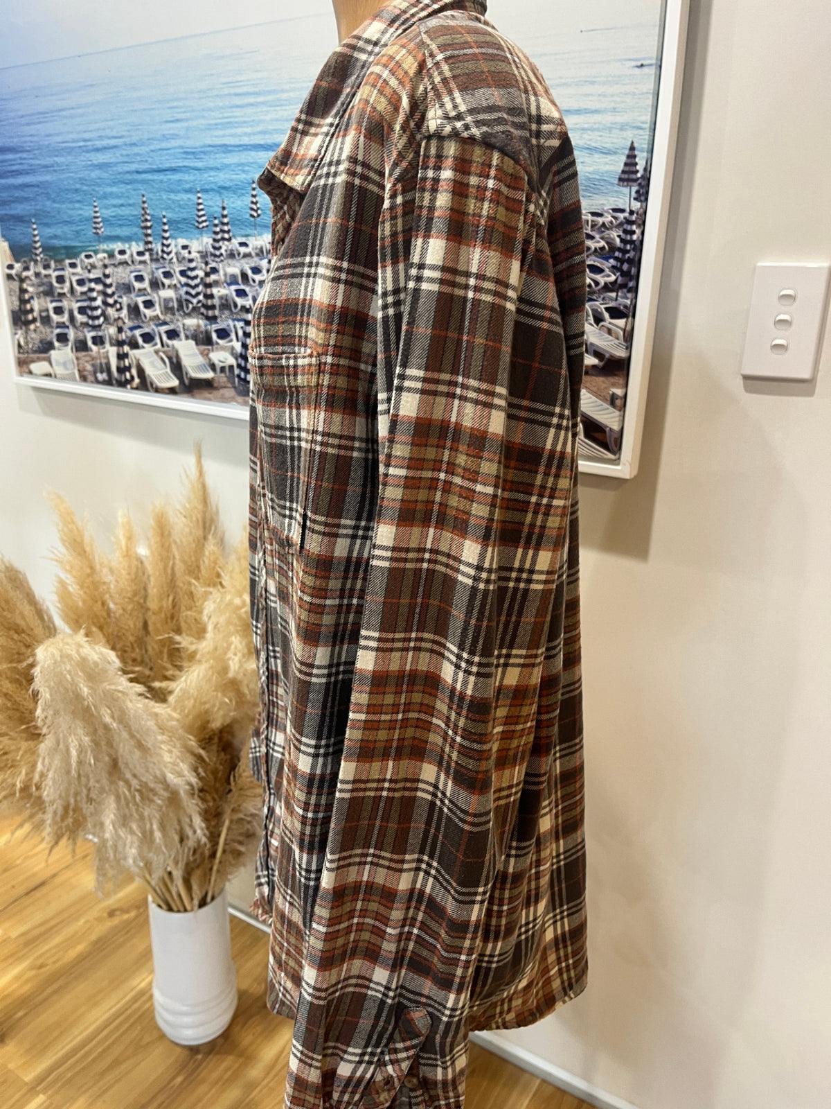 Men's Billabong Long-sleeve Brown Plaid Shirt - XL