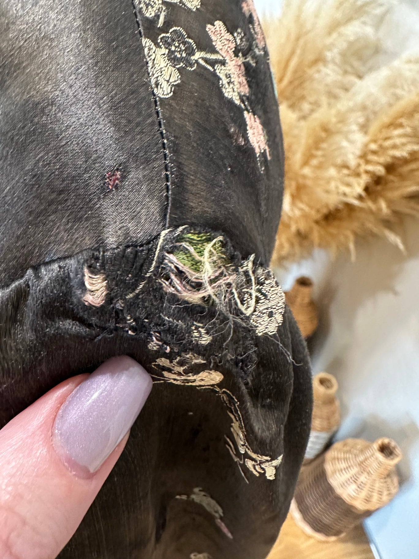 [SALE] Vintage Kimono One Size Black with multicolored floral pattern