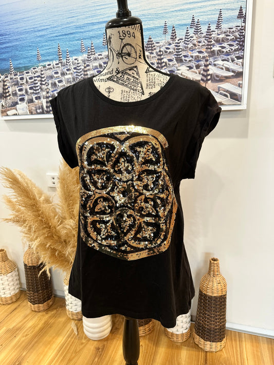 [SALE] Sequin T-Shirt Small / Medium Black