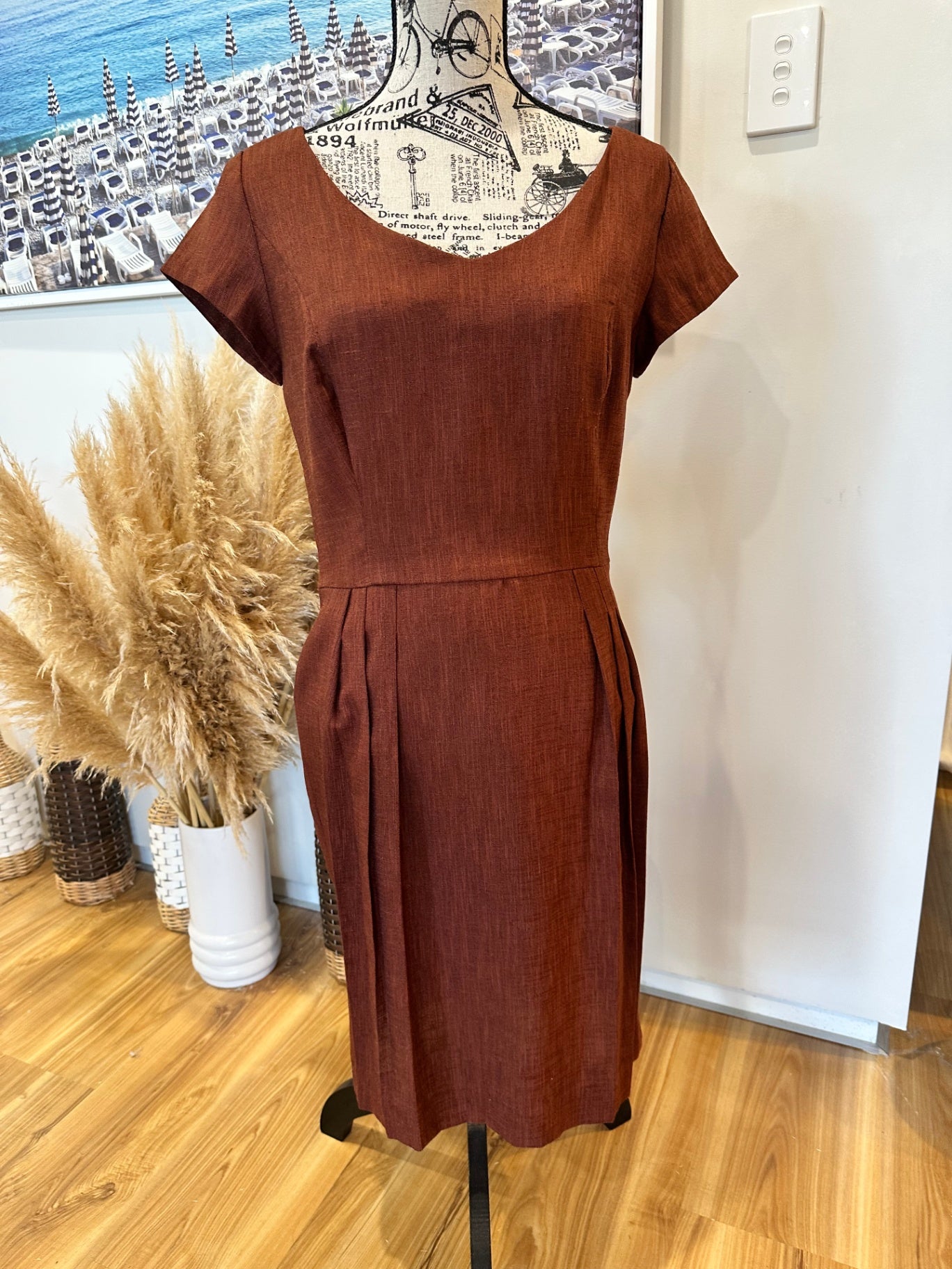 [SALE] Vintage Dress - Medium - Rusty brown