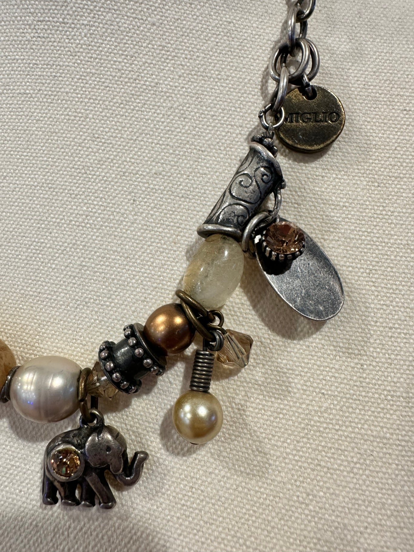 Vintage Charm Necklace - Includes elephants & shells