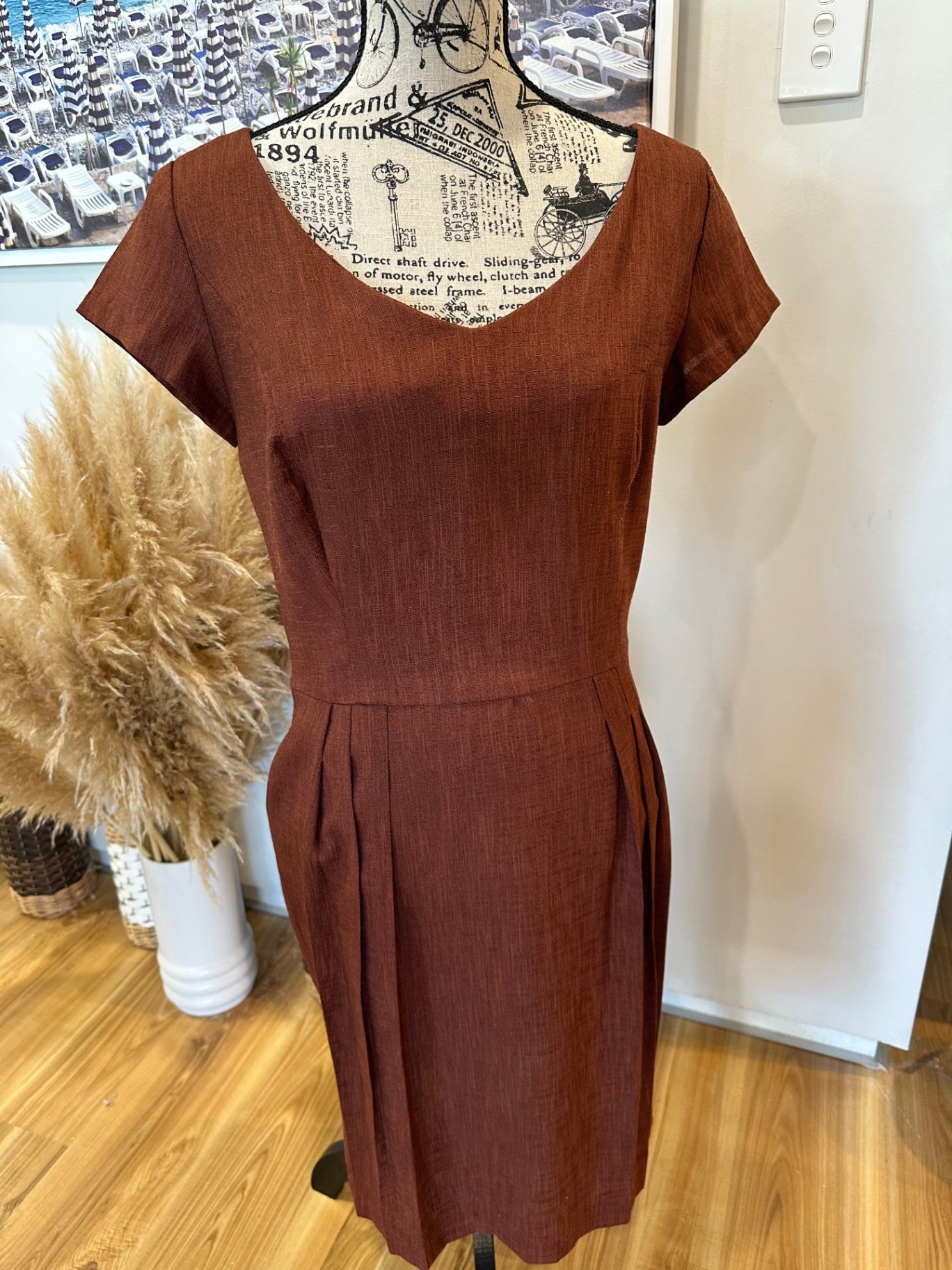 [SALE] Vintage Dress - Medium - Rusty brown