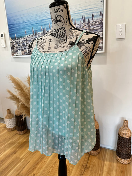 [SALE] Ketze-Ke Singlet Small Mint Green with White Polka Dots