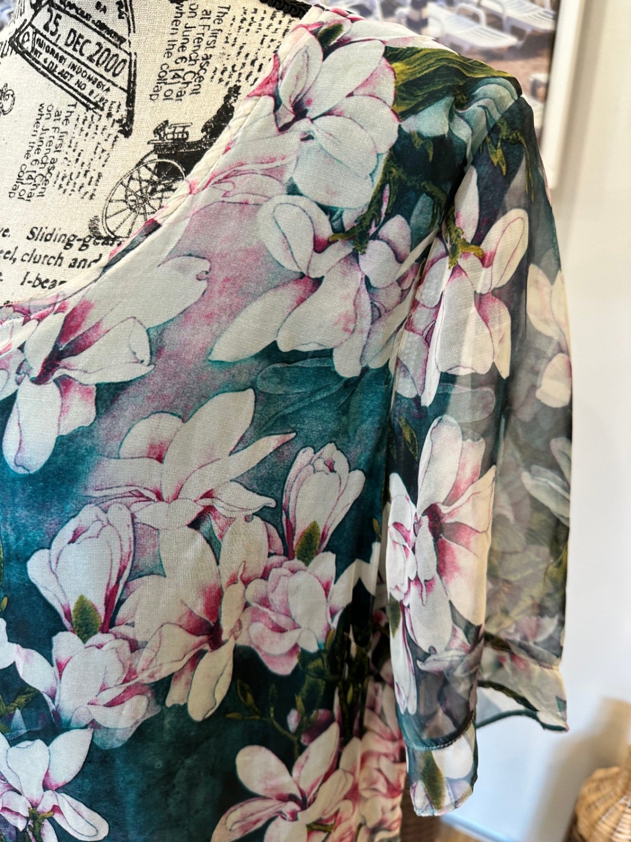 ReVue Dress and cardigan set 20 / 22 Multicolor (predominantly pink, white, and dark green)