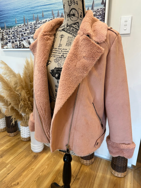 [SALE] Winter Coat - Pink suede - Medium 