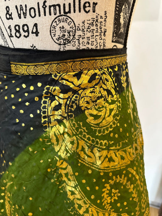 [SALE] Sari Skirt - Green, Black, and Gold