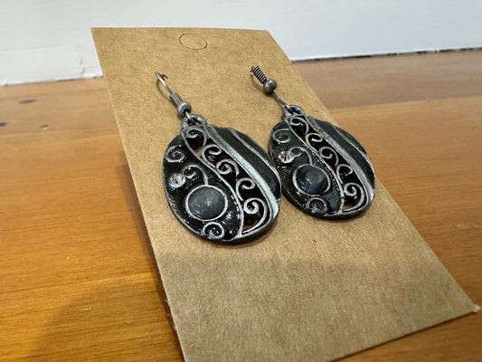 Earrings Black and silver