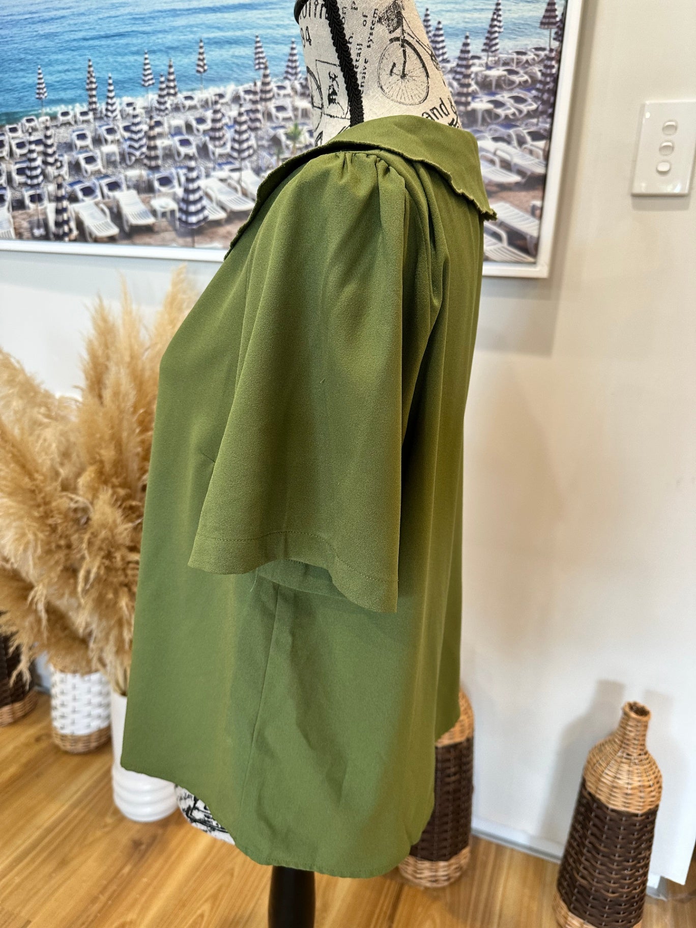 Princess Highway Blouse 14 Olive Green