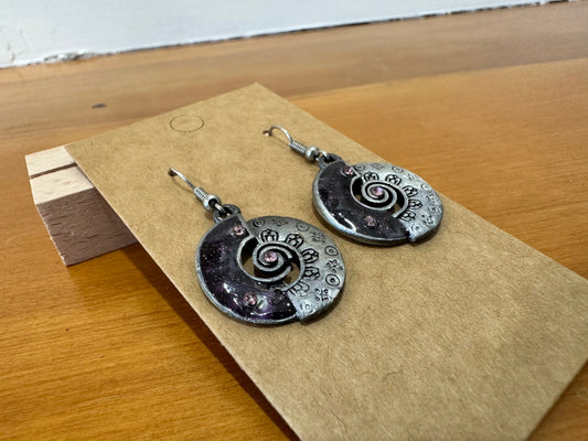 Earrings Silver with purple accents