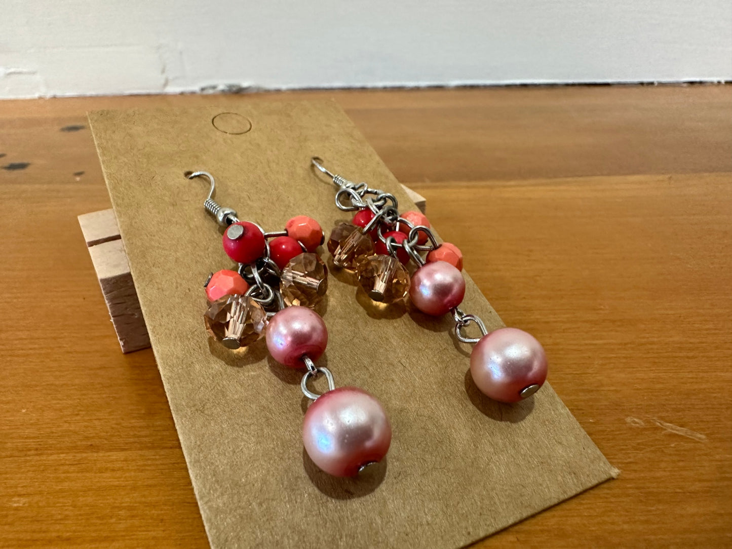 Earrings Pink, Red, Peach, Brown