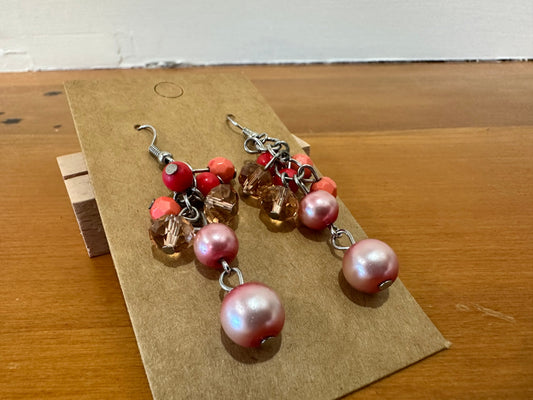 Earrings Pink, Red, Peach, Brown