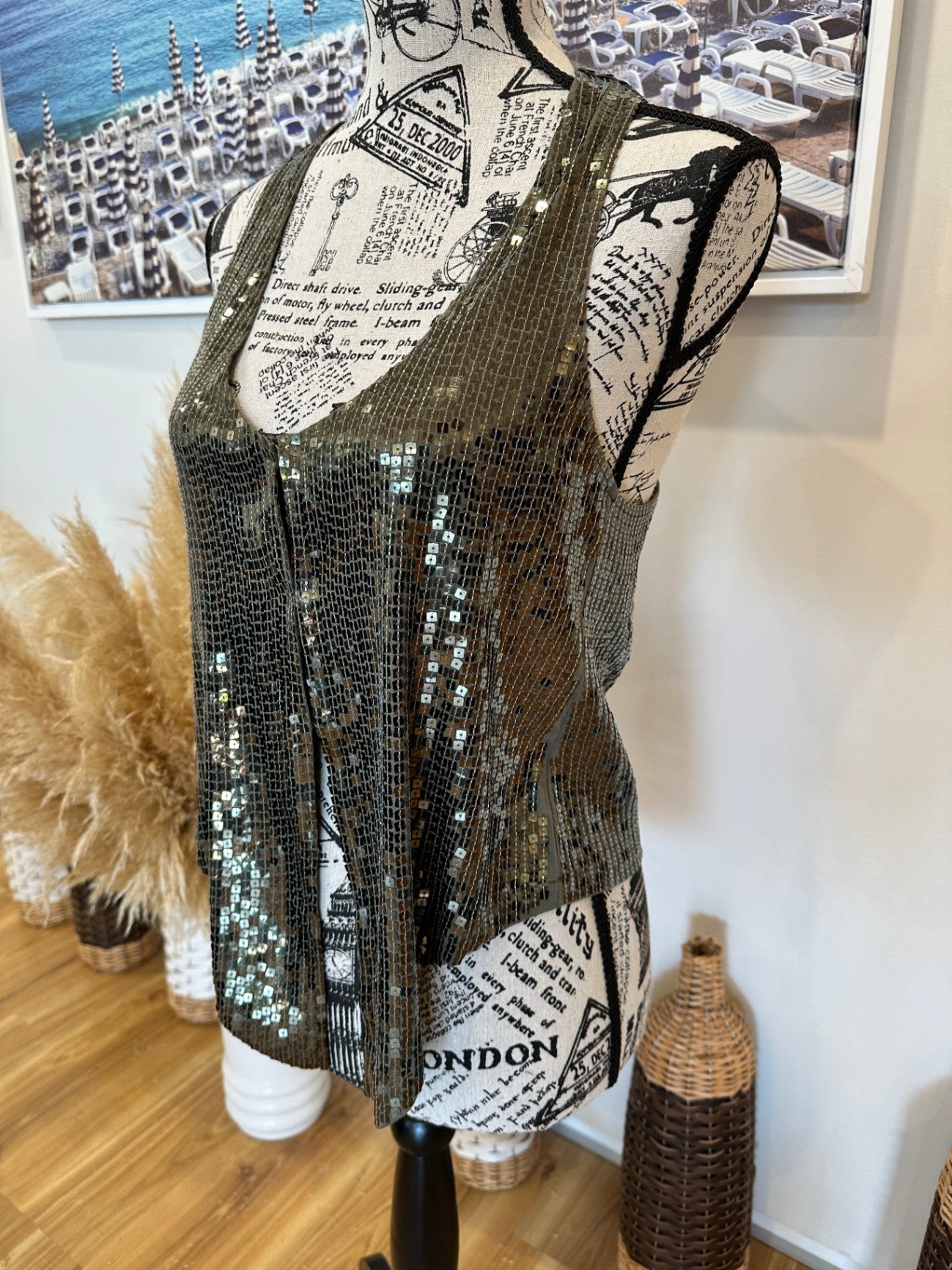 [SALE] United Colors of Benetton - Vest - Small - Green Sequin