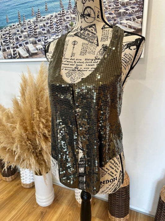 [SALE] United Colors of Benetton - Vest - Small - Green Sequin